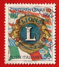 ITALIA – ITALY 1967 YT 987  Used “Cinquantenario fondazione Lions ” € 0.10