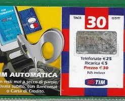 SCHEDE TELEFONICHE – RICARICARD TIM – Serie TIM AUTOMATICA € 30.00 n.AUT30-C Scad. Set.2007 usata € 0.79